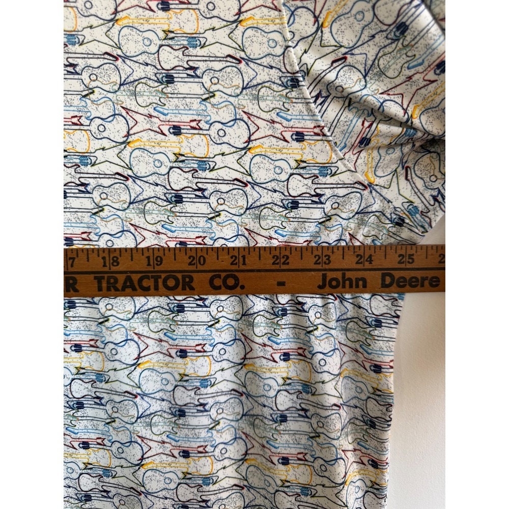 1764 Golf Mens XL Performance Polo Shirt White Guitar Print Short Sleeve Stretch - Picture 5 of 6